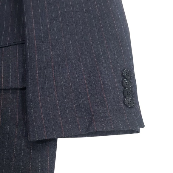 VTG Cartier Collection Suit Jacket Mens Navy 42 Pinstripe Botany 500 Roos Atkins - Picture 7 of 16